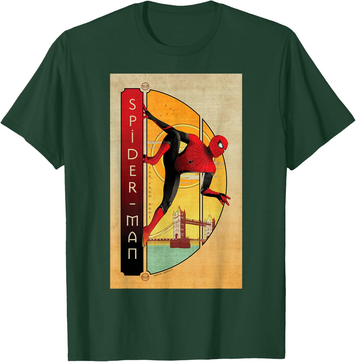 Marvel Spider-Man Far from Home Spider-Man Vintage Poster Small T-Shirt - T-Shirt | Forest