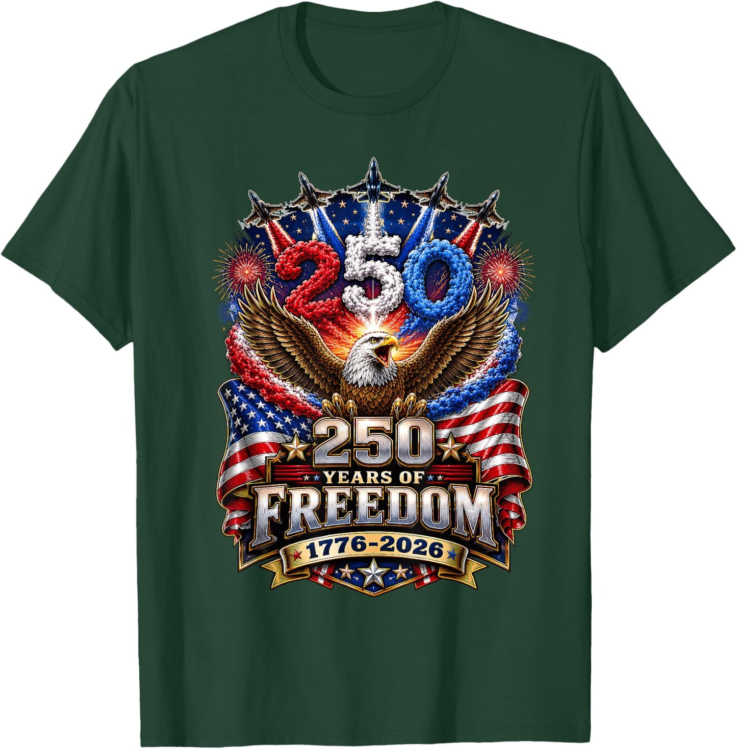 1776-2026 Patriotic Eagle America 250 Years 4th of July T-Shirt - T-Shirt | Forest