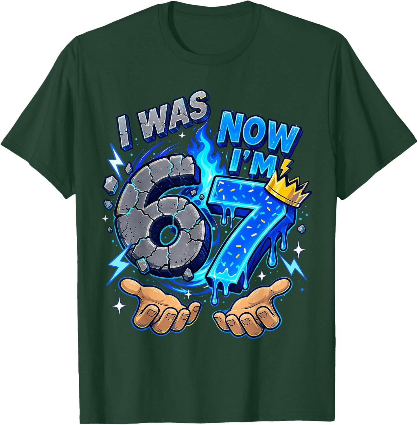 I was 6 Now I'm 7 Year Old 7th Birthday 6 7 Boys Kids T-Shirt - T-Shirt | Forest
