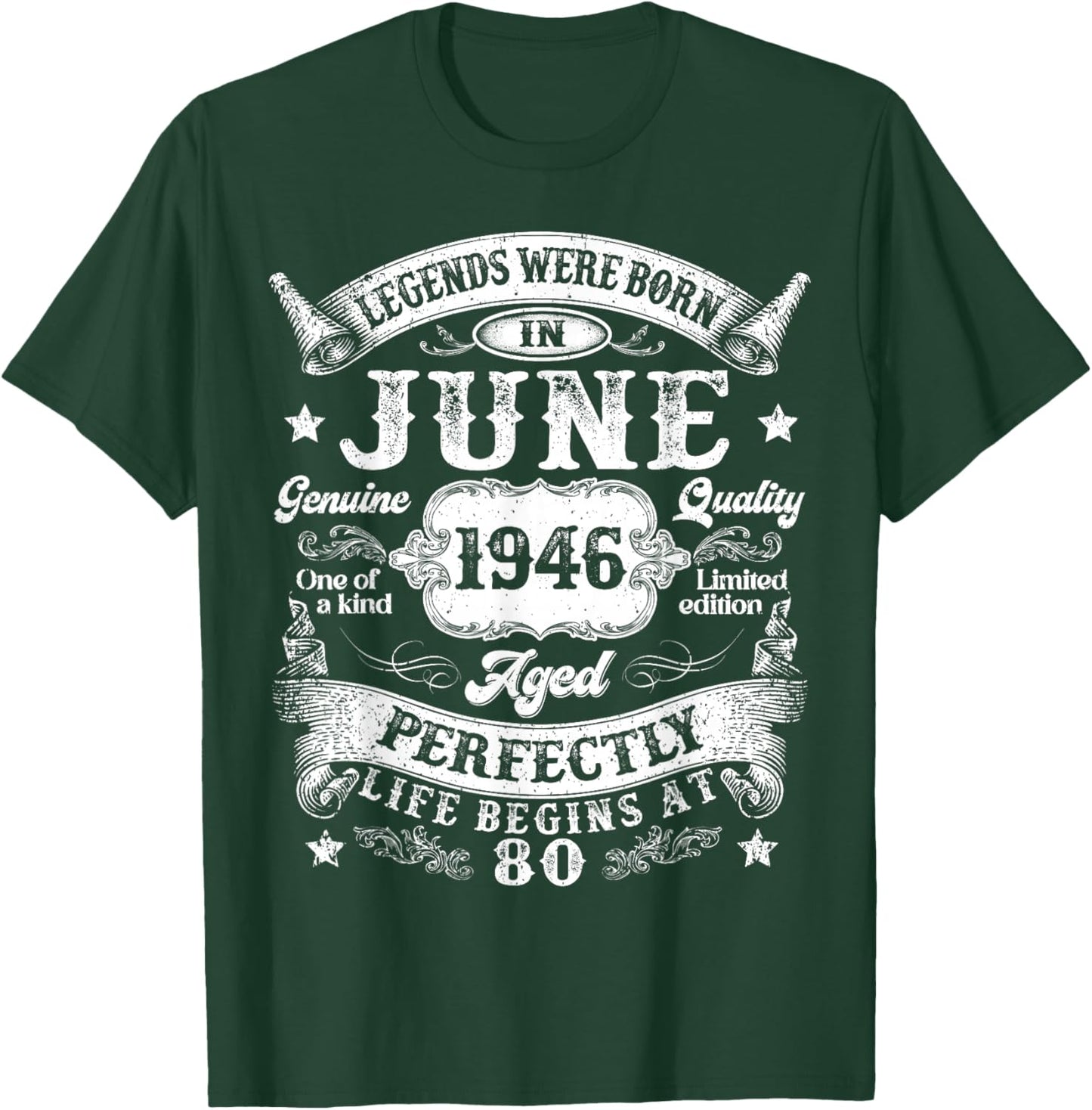 Vintage Legends were Born in June 1946 80th Birthday Men Dad T-Shirt - T-Shirt | Forest