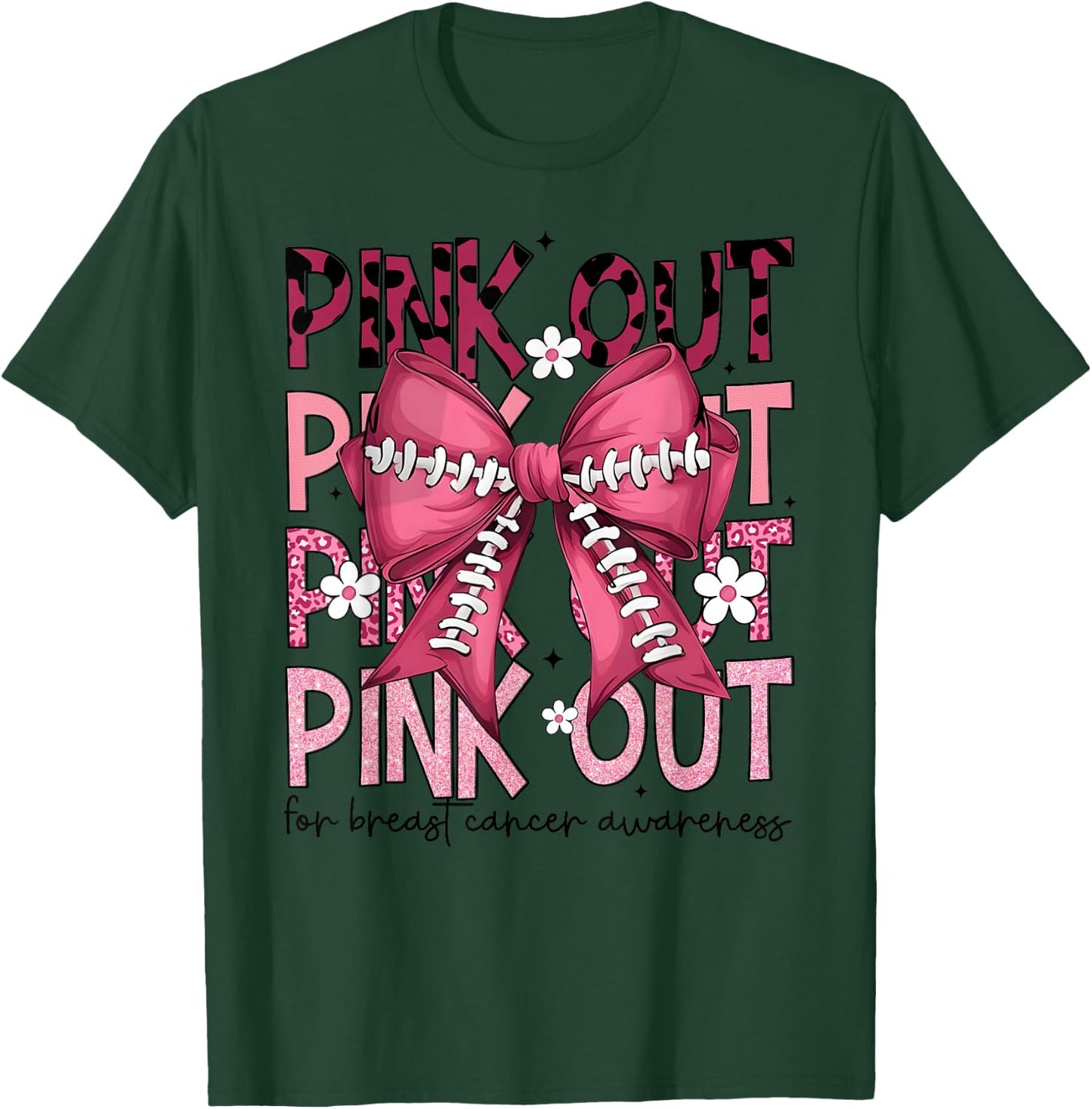 Funny Pink Out Breast Cancer Game Day Support Squad Football T-Shirt - T-Shirt | Forest