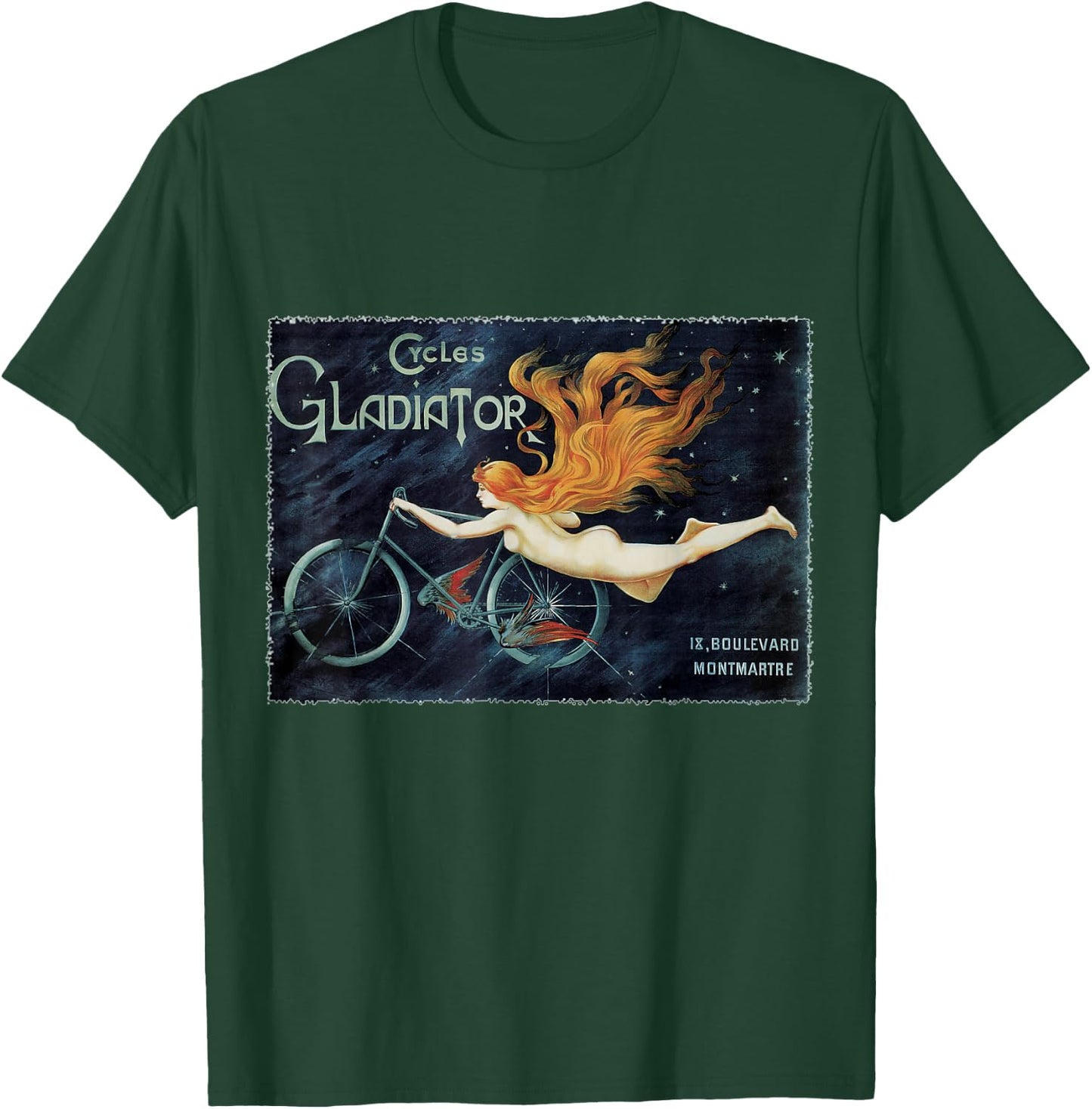 Vintage Victorian Art Nouveau, Gladiator Cycles Bicycle T-Shirt - T-Shirt | Forest