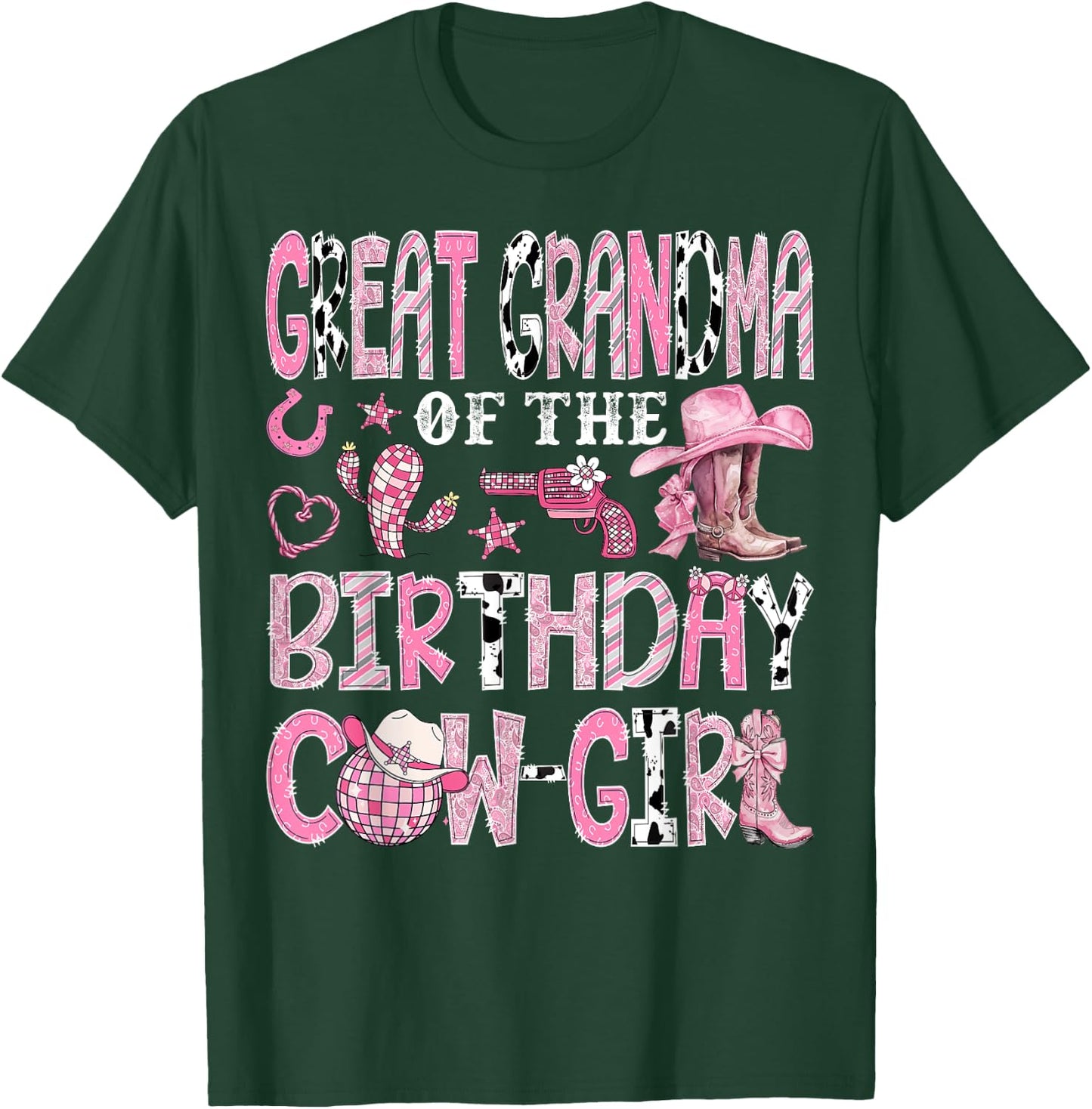 Great Grandma Of The Birthday Cow-Girl Rodeo Western Bday T-Shirt - T-Shirt | Forest