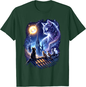 Cosmic Cat Constellation Magic Universe Kittens Moon T-Shirt - T-Shirt | Forest