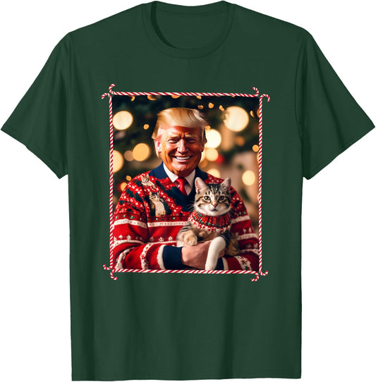Funny Trump Christmas Sweater for Cat Lovers T-Shirt - T-Shirt | Forest