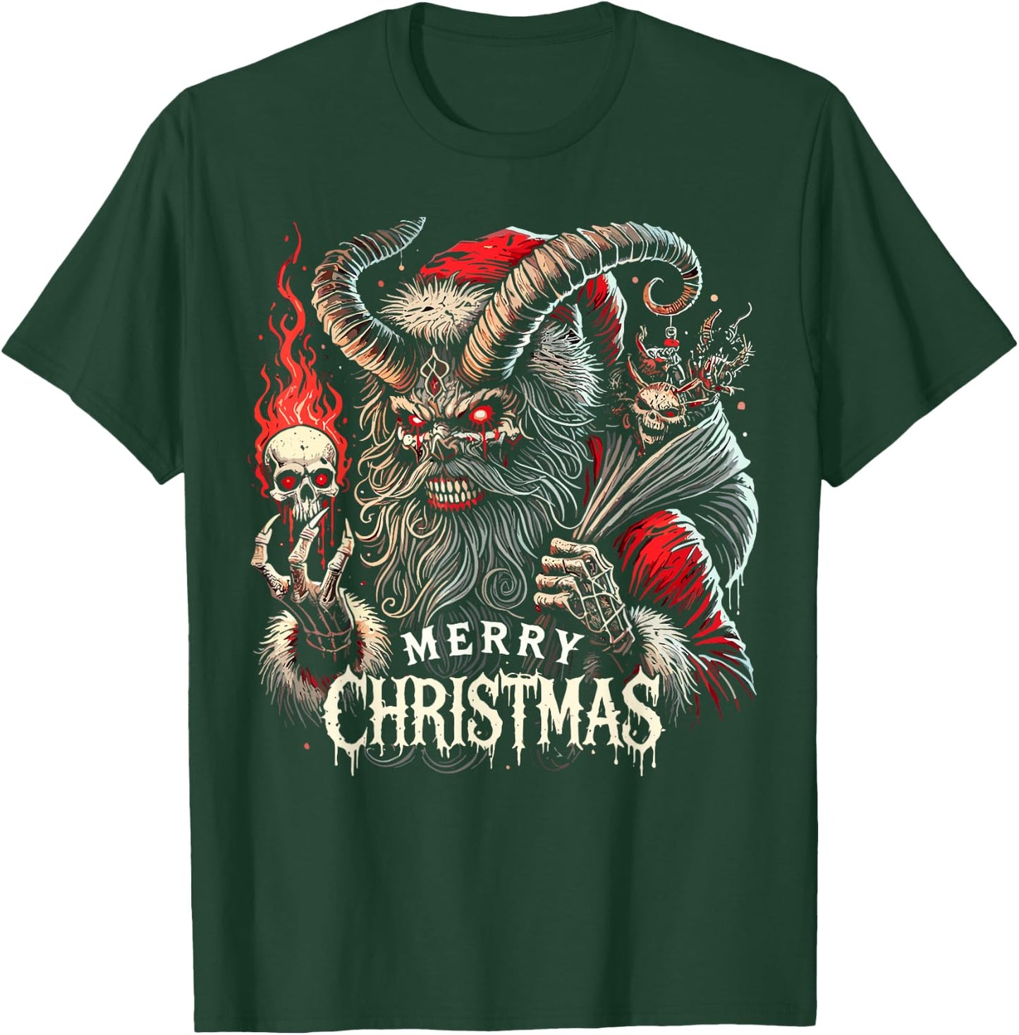 Goth Santa Claus Gothic Women Krampus Ugly Christmas T-Shirt - T-Shirt | Forest