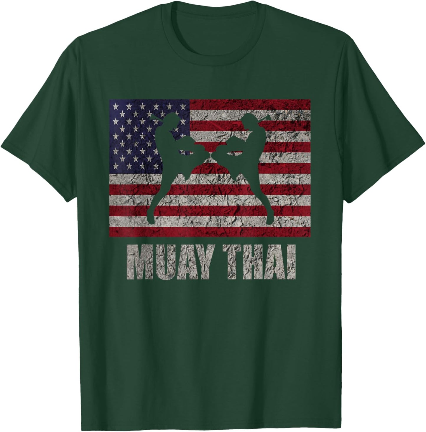 Muay Thai Kickboxing American Flag MMA Vintage T-Shirt - T-Shirt | Forest