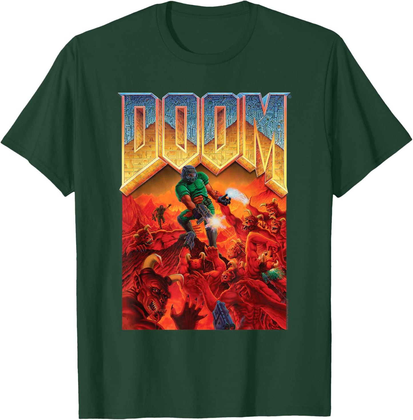 Doom 1993 Full Color Cover Art Retro Video Game T-Shirt - T-Shirt | Forest