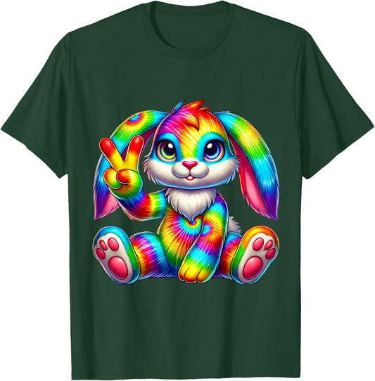 Tie-Dye rabbit bunny Peace Sign Hippie T-Shirt - T-Shirt | Forest
