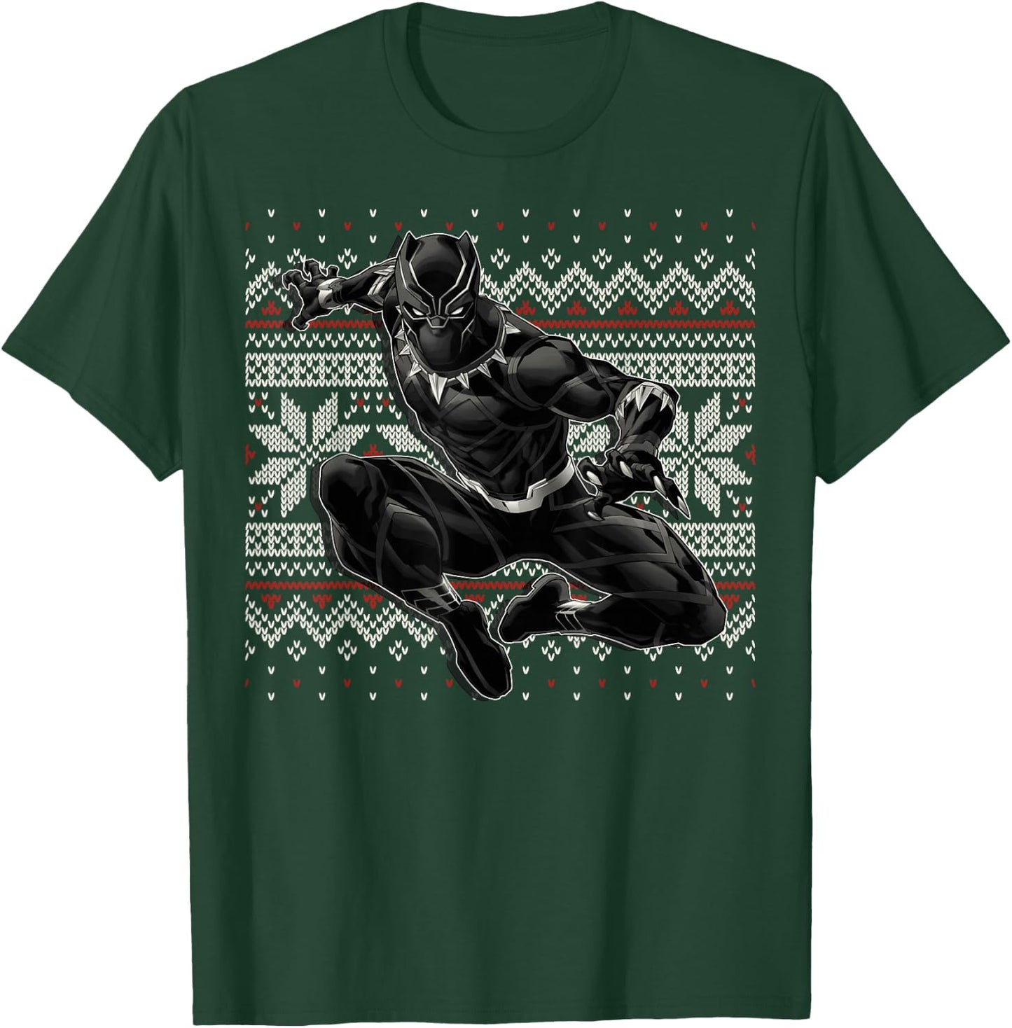 Marvel Black Panther Crouch Ugly Christmas Sweater T-Shirt - T-Shirt | Forest