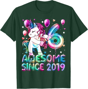 Flossing Unicorn 6 Year Old 6th Birthday Girl Unicorn Party T-Shirt - T-Shirt | Forest