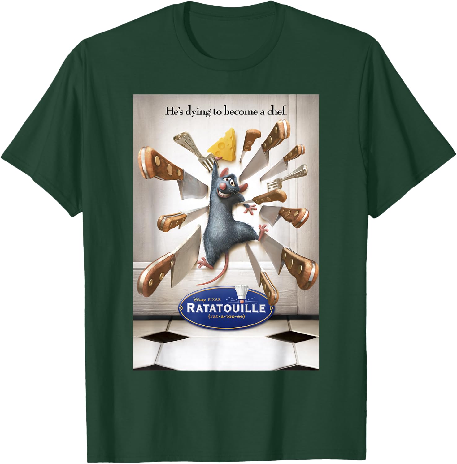 Disney Pixar Ratatouille He's Dying To Become A Chef Poster T-Shirt - T-Shirt | Forest