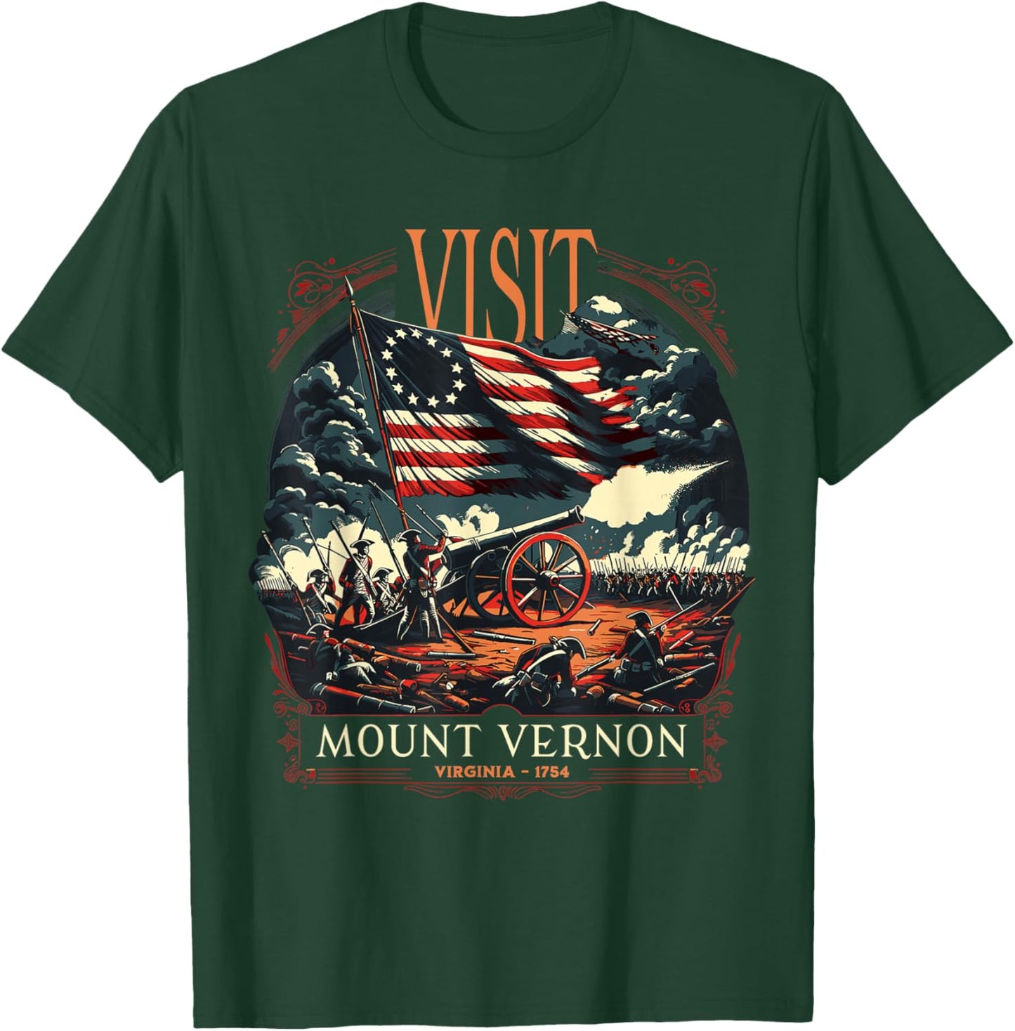 Mount Vernon Virginia Revolutionary War Vintage Style T-Shirt - T-Shirt | Forest