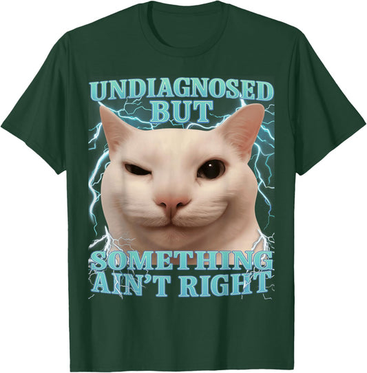 Undiagnosed But Something Ain't Right Cat Meme Funny Men T-Shirt - T-Shirt | Forest