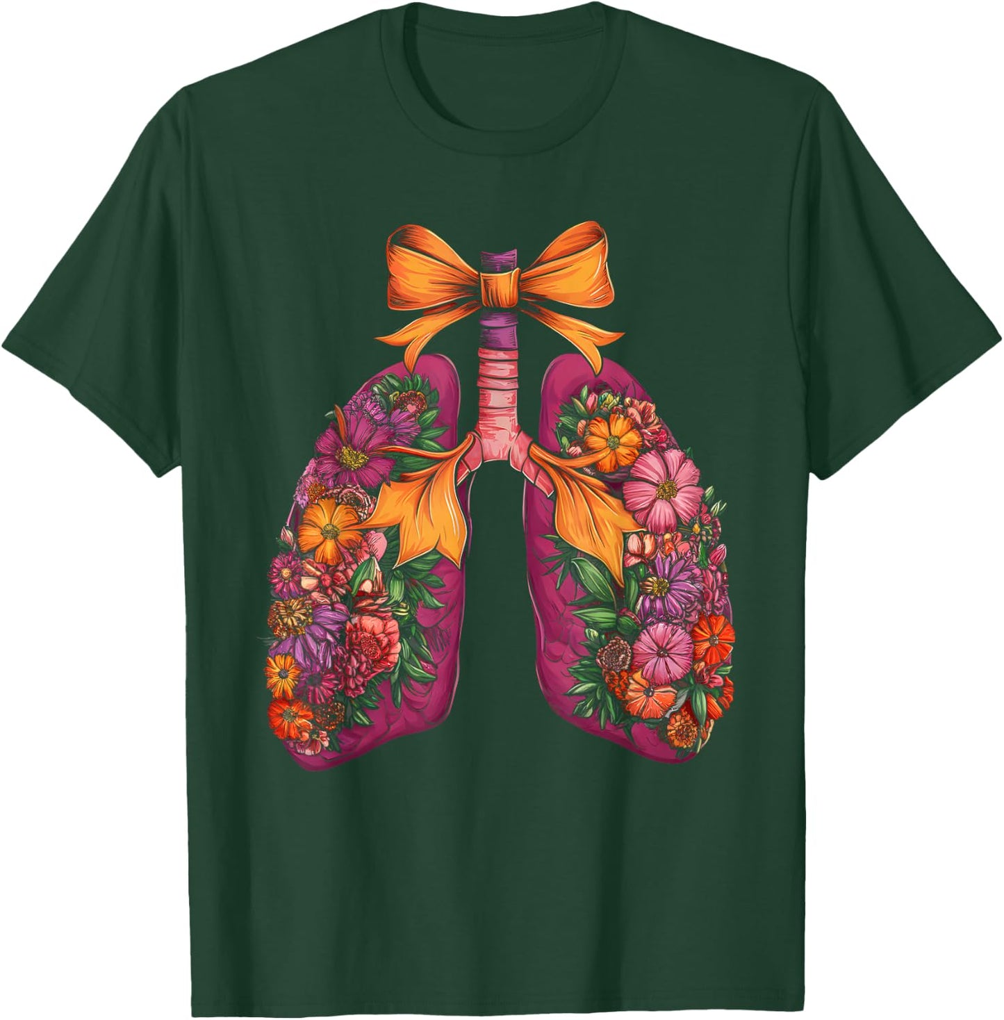 Lungs Flower Halloween Respiratory Therapist bow coquette T-Shirt - T-Shirt | Forest