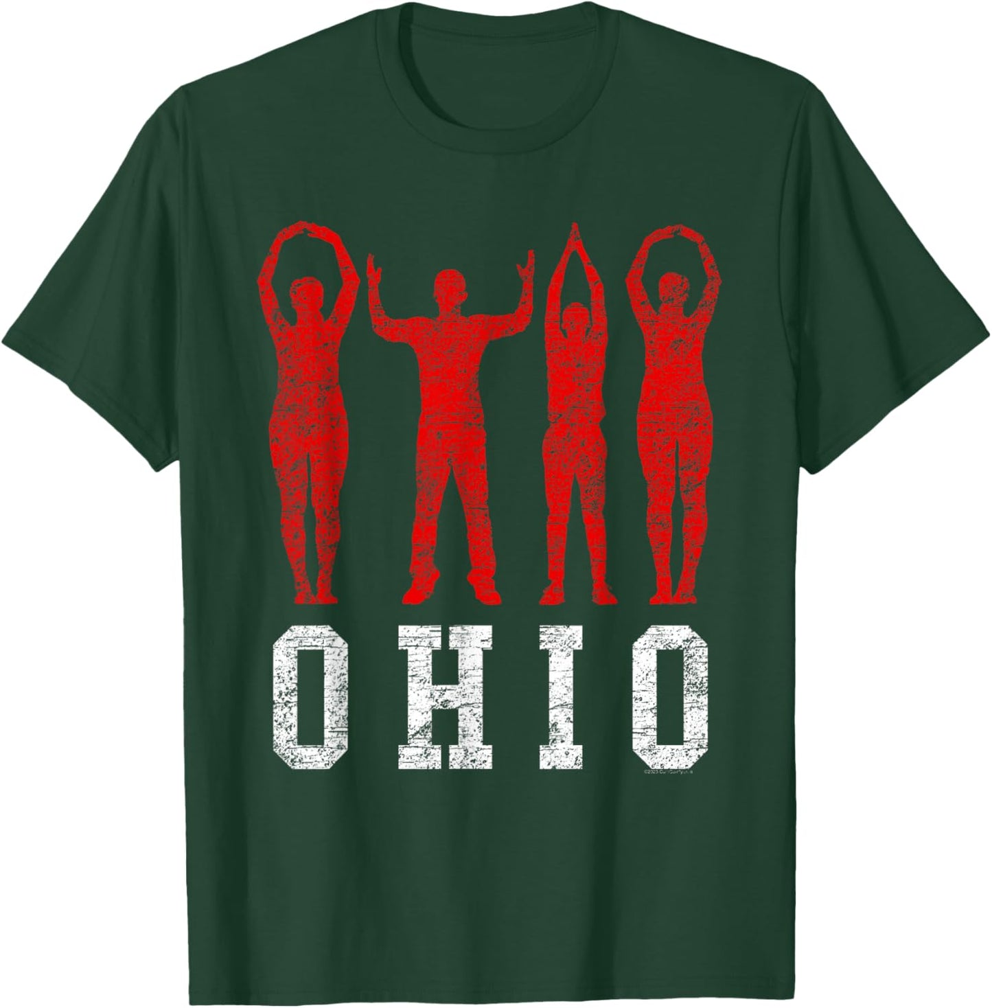 Vintage Ohio People Silhouette O-H I-O Buckeye Home State T-Shirt - T-Shirt | Forest