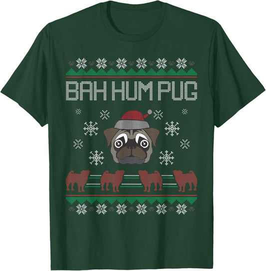 Ba Hum Pug Pugly Pug Santa Claus Dog Ugly Christmas Sweater T-Shirt - T-Shirt | Forest
