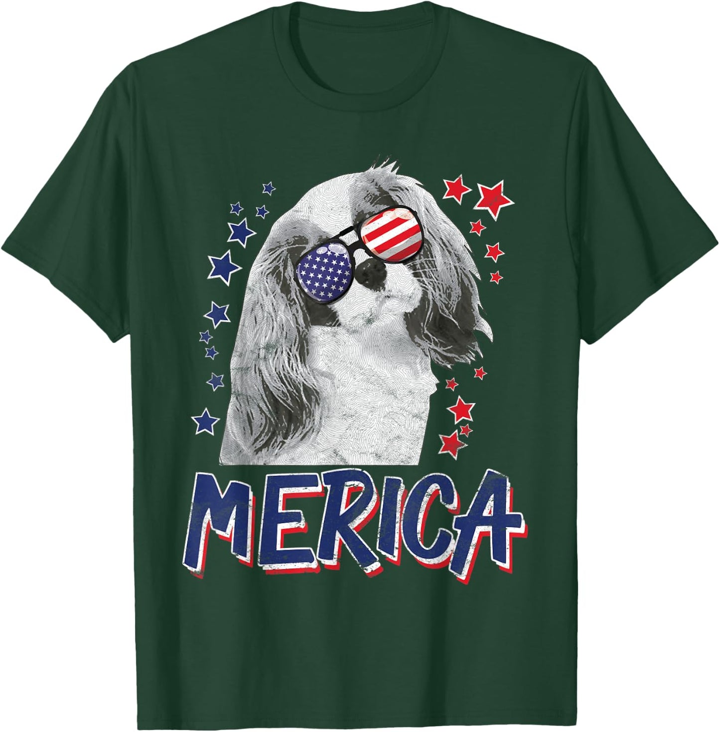 Merica Cavalier King Charles Spaniel Dog 4th Of July USA Men T-Shirt - T-Shirt | Forest