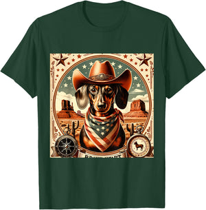 Funny Sheriff Dog Shirt Dachshund Dog Mom Dad Wild West Women Kids T-Shirt - T-Shirt | Forest