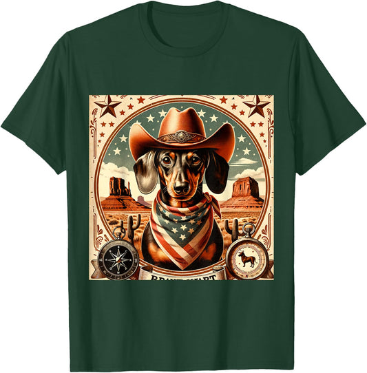 Funny Sheriff Dog Shirt Dachshund Dog Mom Dad Wild West Women Kids T-Shirt - T-Shirt | Forest