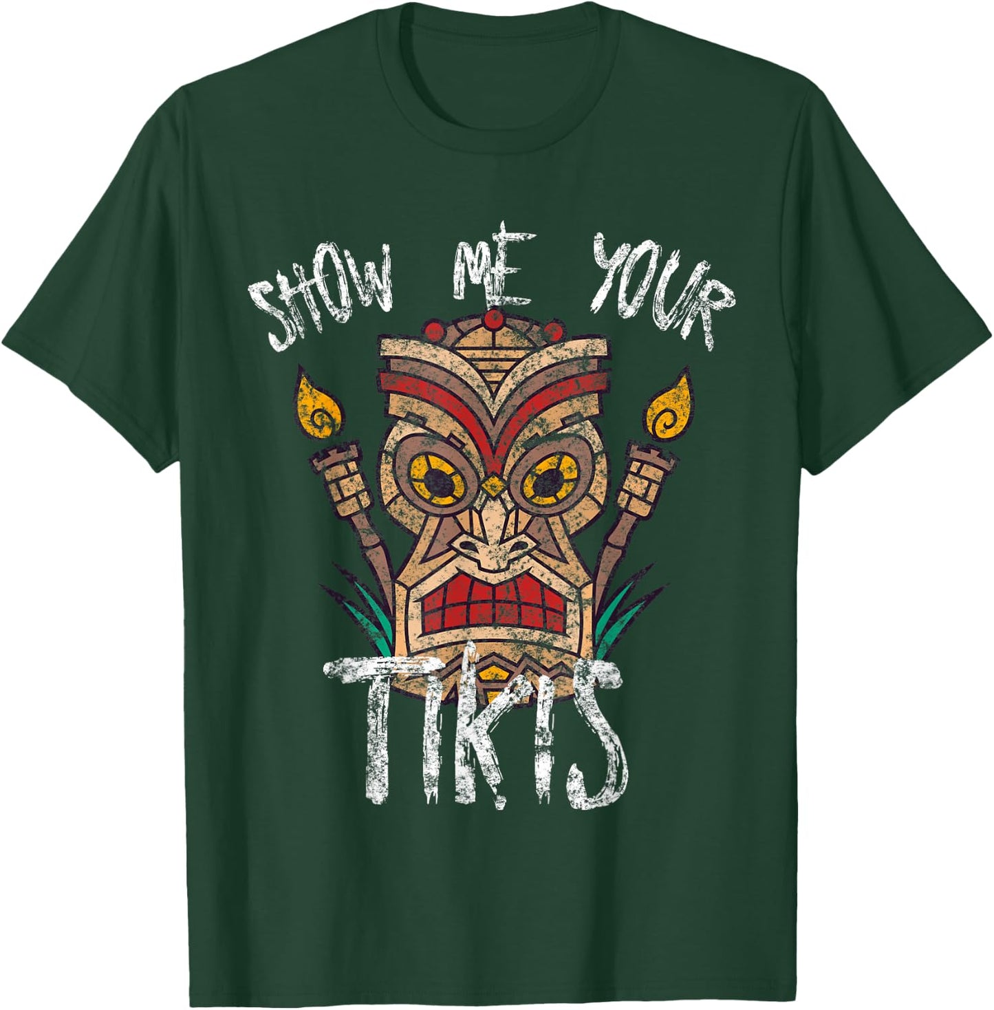 Show Me Your Tikis Funny Angry Tiki Hawaiian T-Shirt - T-Shirt | Forest