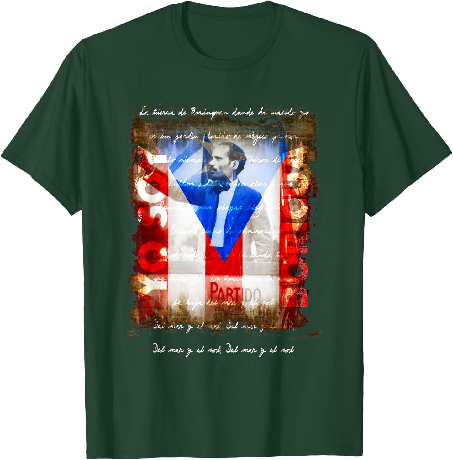 Pedro Albizu Campos Yo Soy Boricua Puerto Rico Flag T-Shirt - T-Shirt | Forest