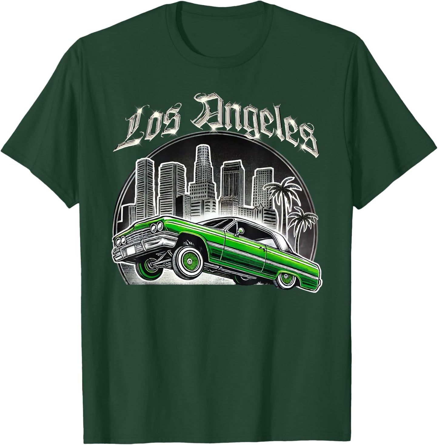 Los Angeles Lowrider Skyline California Latino Mexican Cholo T-Shirt - T-Shirt | Forest