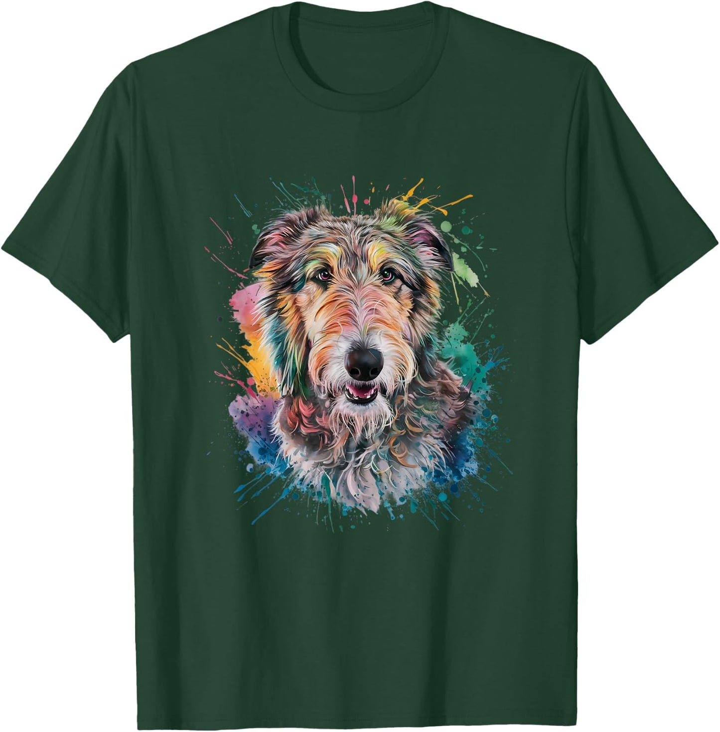 Men Woman Colorful Watercolor Irish Wolfhound T-Shirt - T-Shirt | Forest