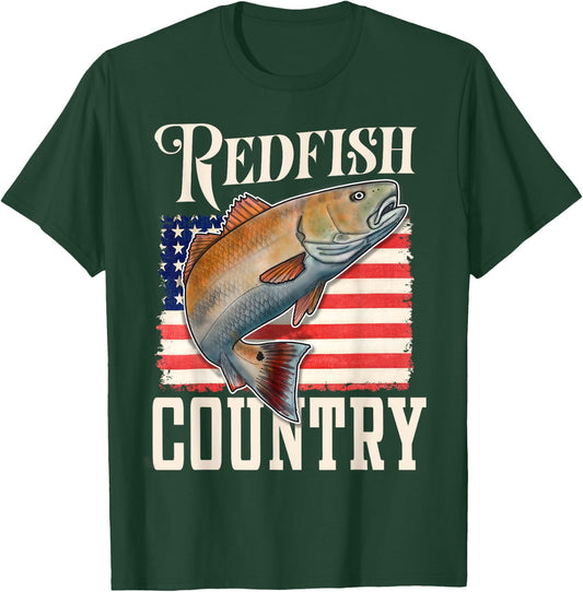 Redfish Country Saltwater Red Drum Fishing T-Shirt - T-Shirt | Forest