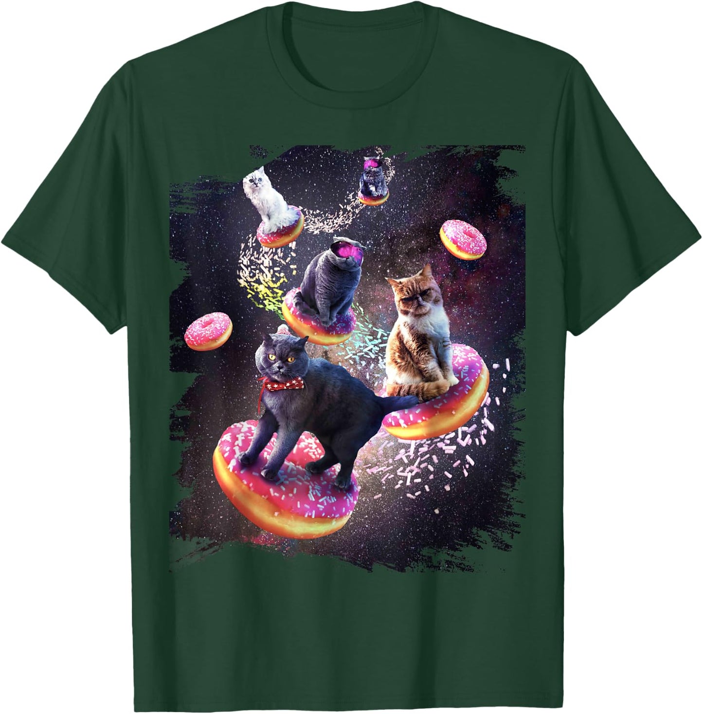 Galaxy Cat Donut - Space Cats Riding Doughnuts T-Shirt - T-Shirt | Forest