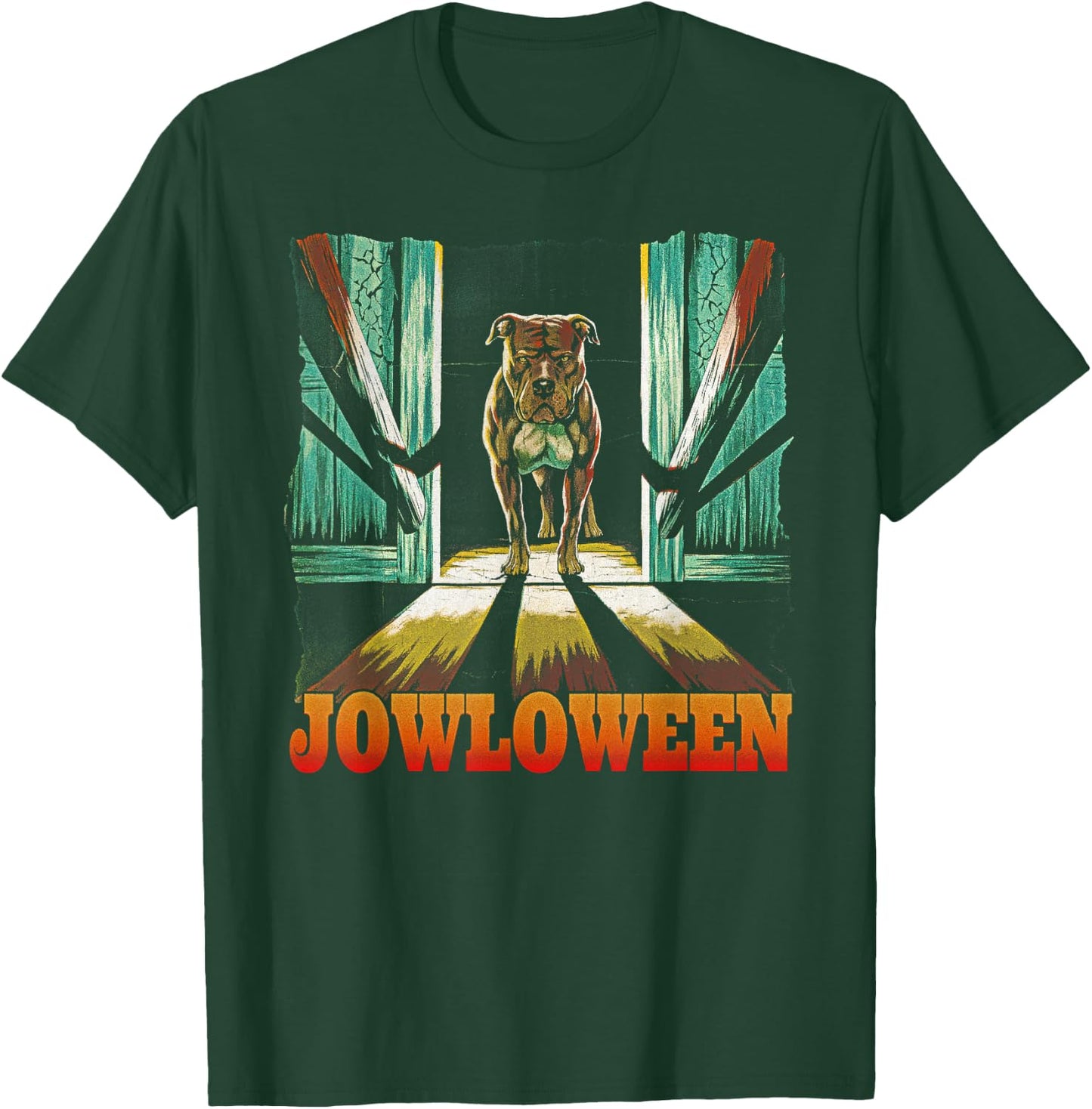 Funny Pitbull Jowls Spooky Halloween Pittie Dog Mom Dog Dad Women T-Shirt - T-Shirt | Forest