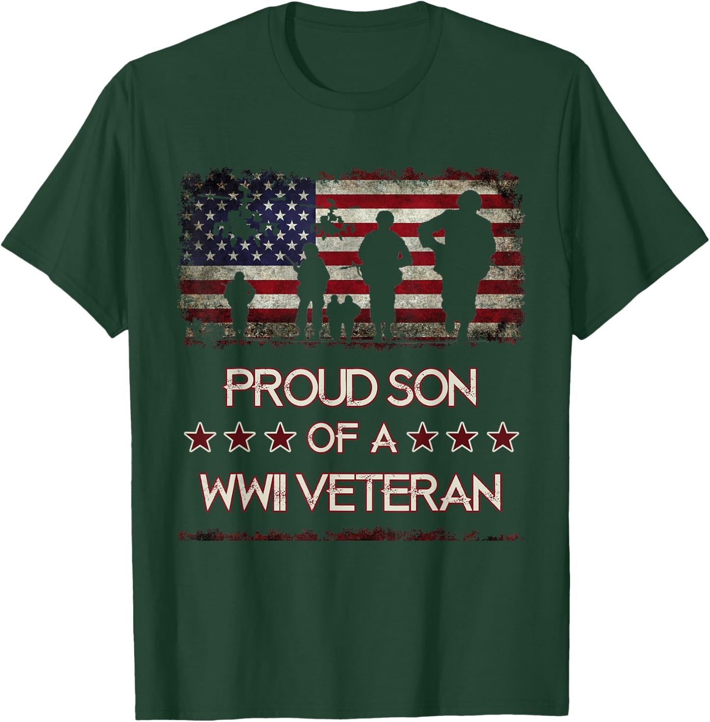 Proud Son Of A WWII Veteran World War 2 Veterans T-Shirt - T-Shirt | Forest