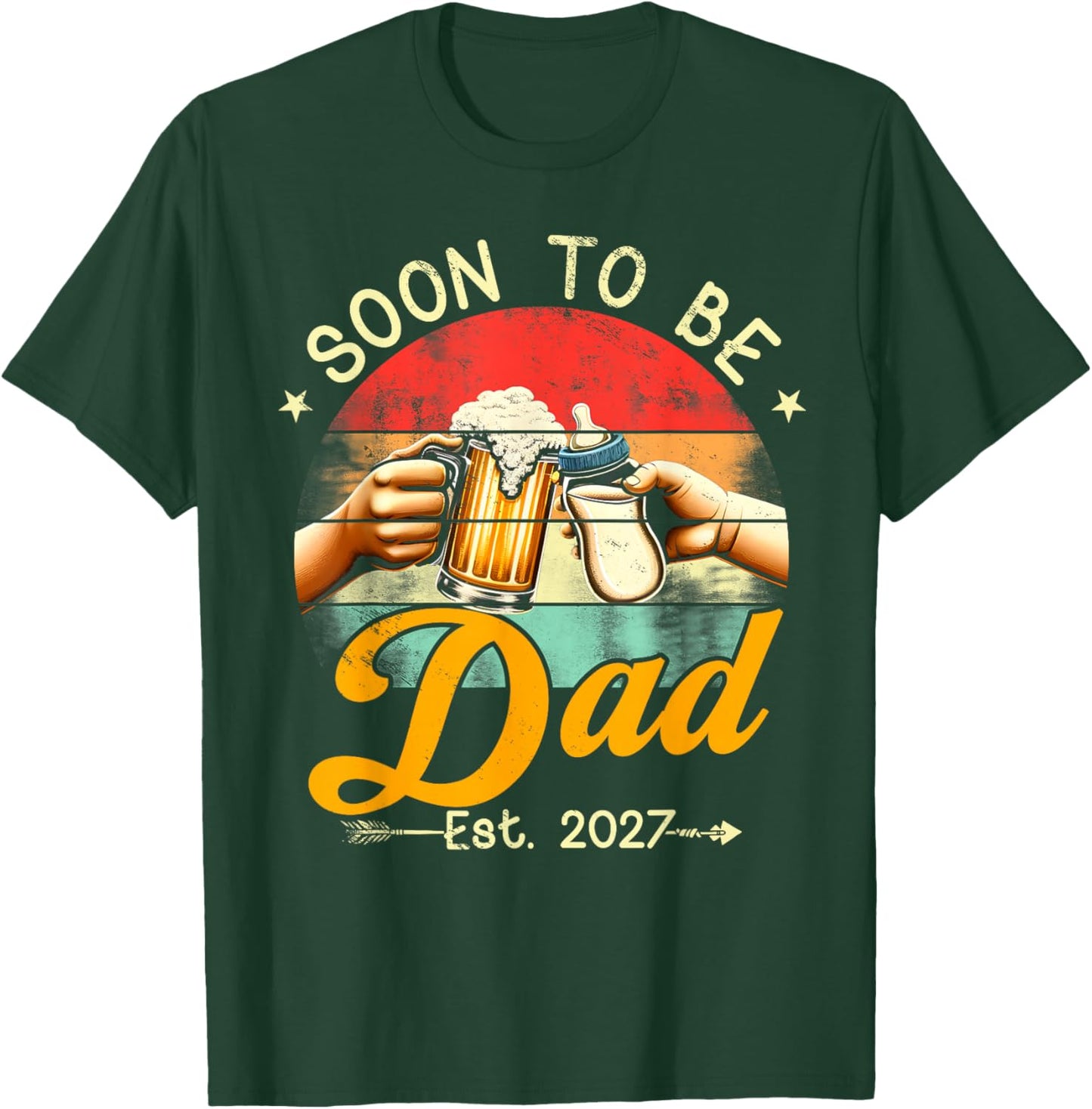Soon to Be Dad 2027 Retro Pregnancy Announcement Dad T-Shirt - T-Shirt | Forest