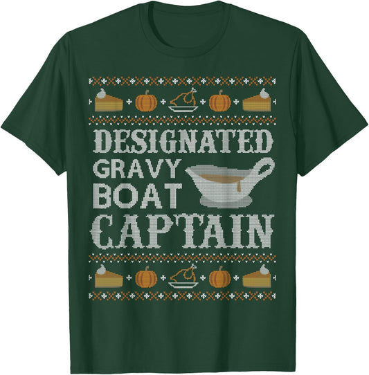 Funny Ugly Thanksgiving Shirt Gravy Boat Captain T-Shirt - T-Shirt | Forest