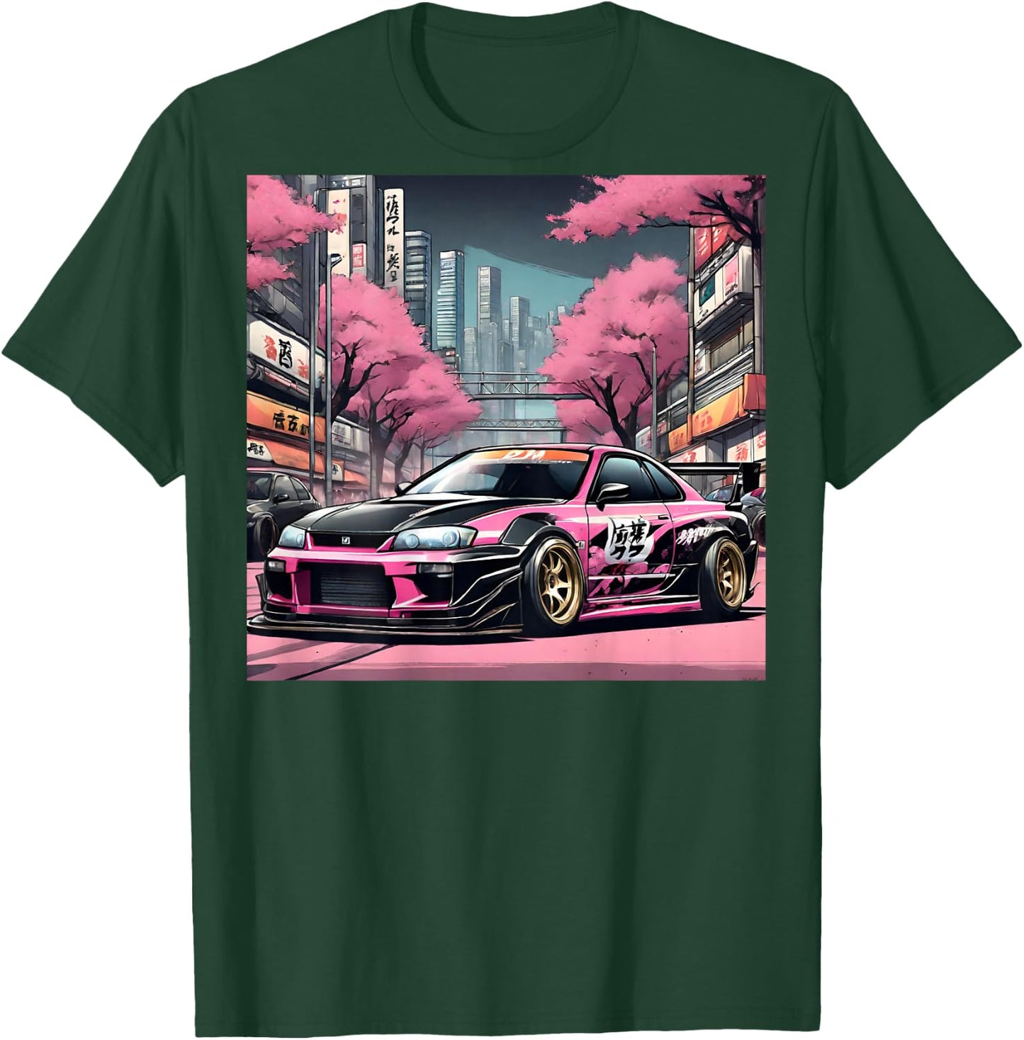 JDM Tokyo Skyline Retro Race Car Drift Tuning On The Back T-Shirt - T-Shirt | Forest