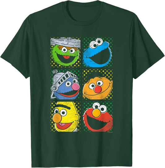 Sesame Street Group Squares T-Shirt - T-Shirt | Forest