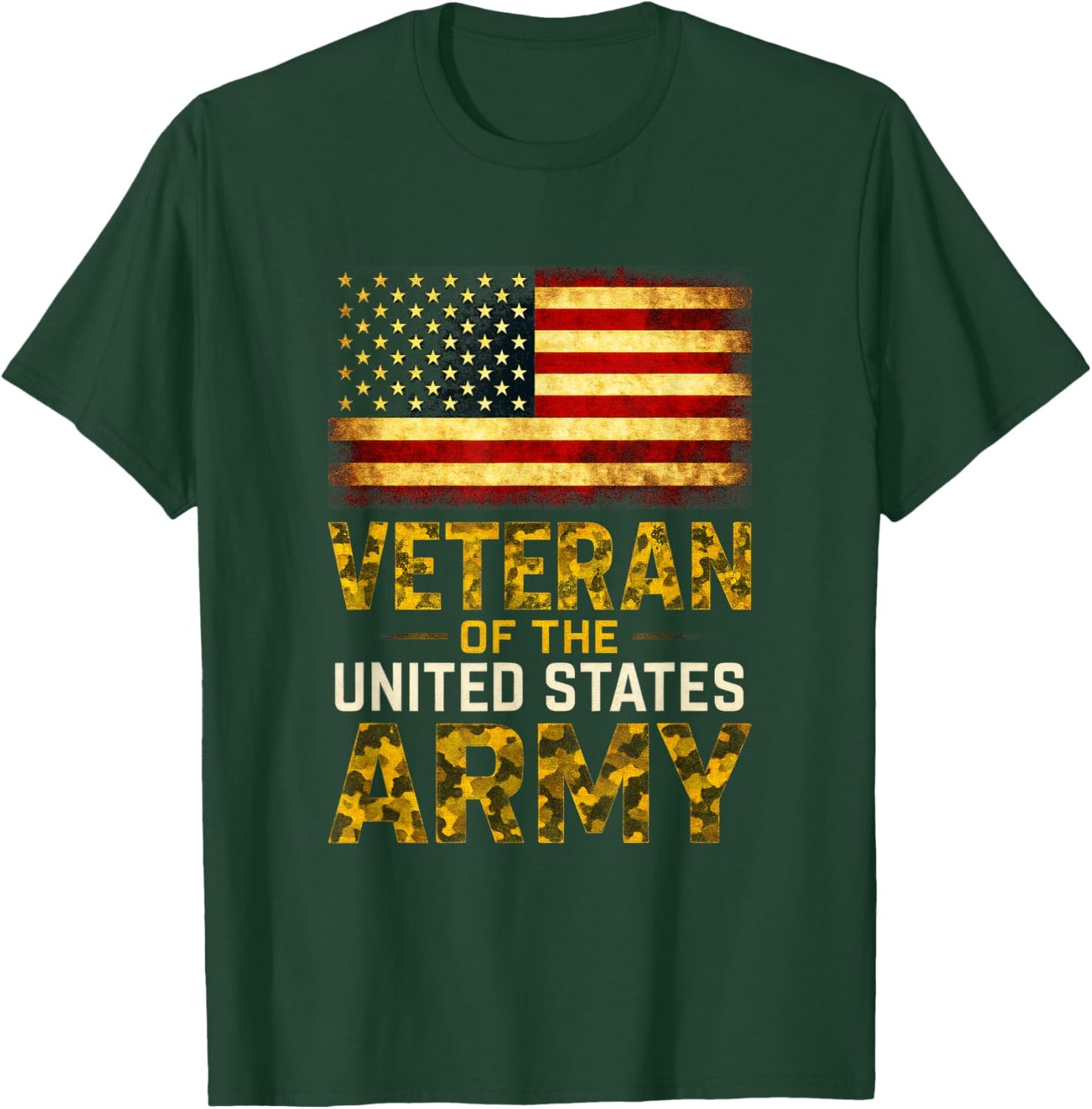 Veteran of The United States Army - Patriotic USA Flag T-Shirt - T-Shirt | Forest