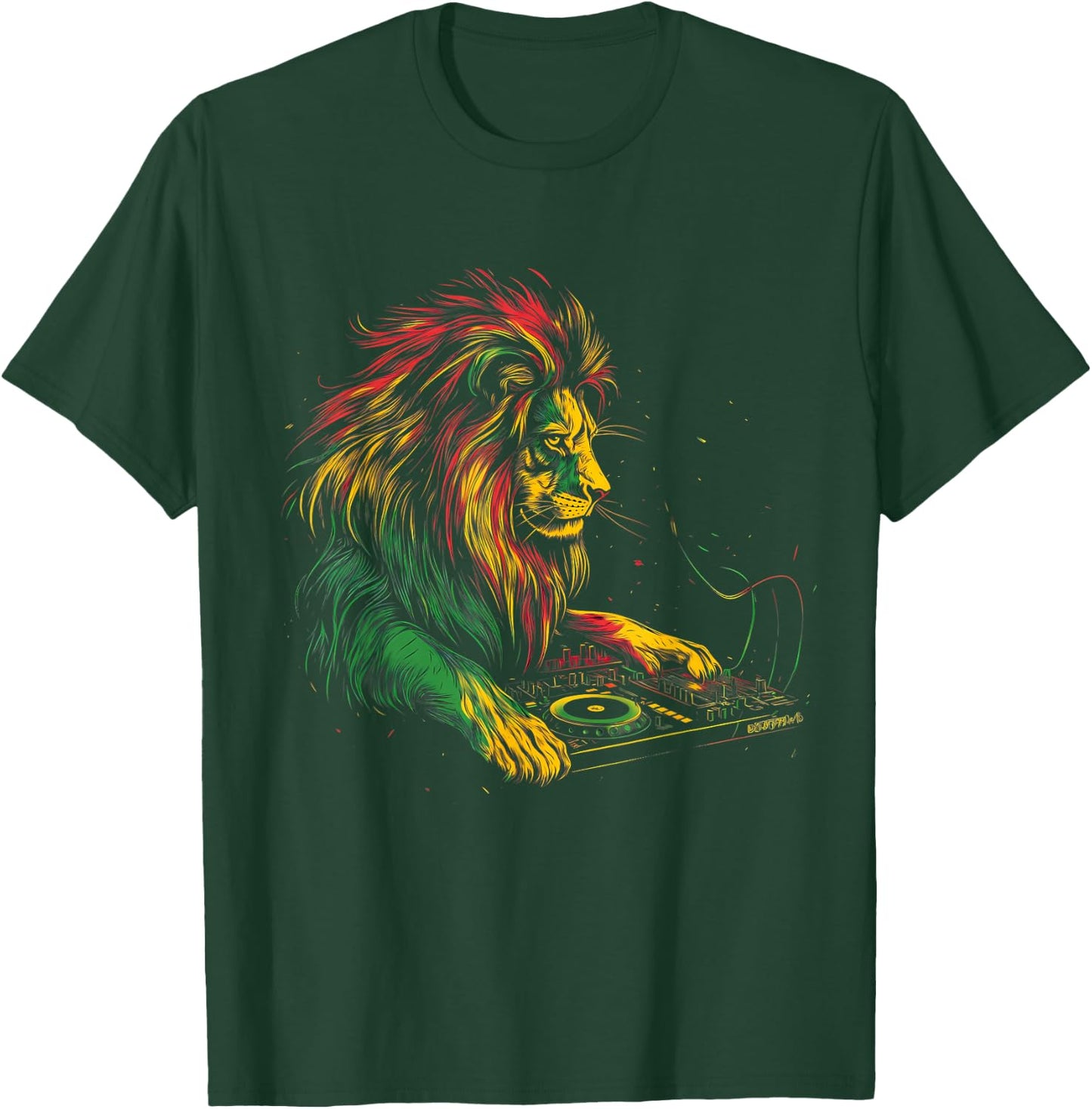 Rasta Reggae Music Headphone DJ Lion Of Judah Jamaican T-Shirt - T-Shirt | Forest