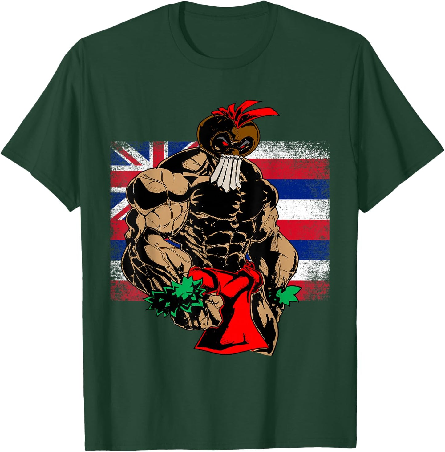 Hawaii Warrior T Shirt Hawaiian Flag Kanaka Maoli Men Women T-Shirt - T-Shirt | Forest