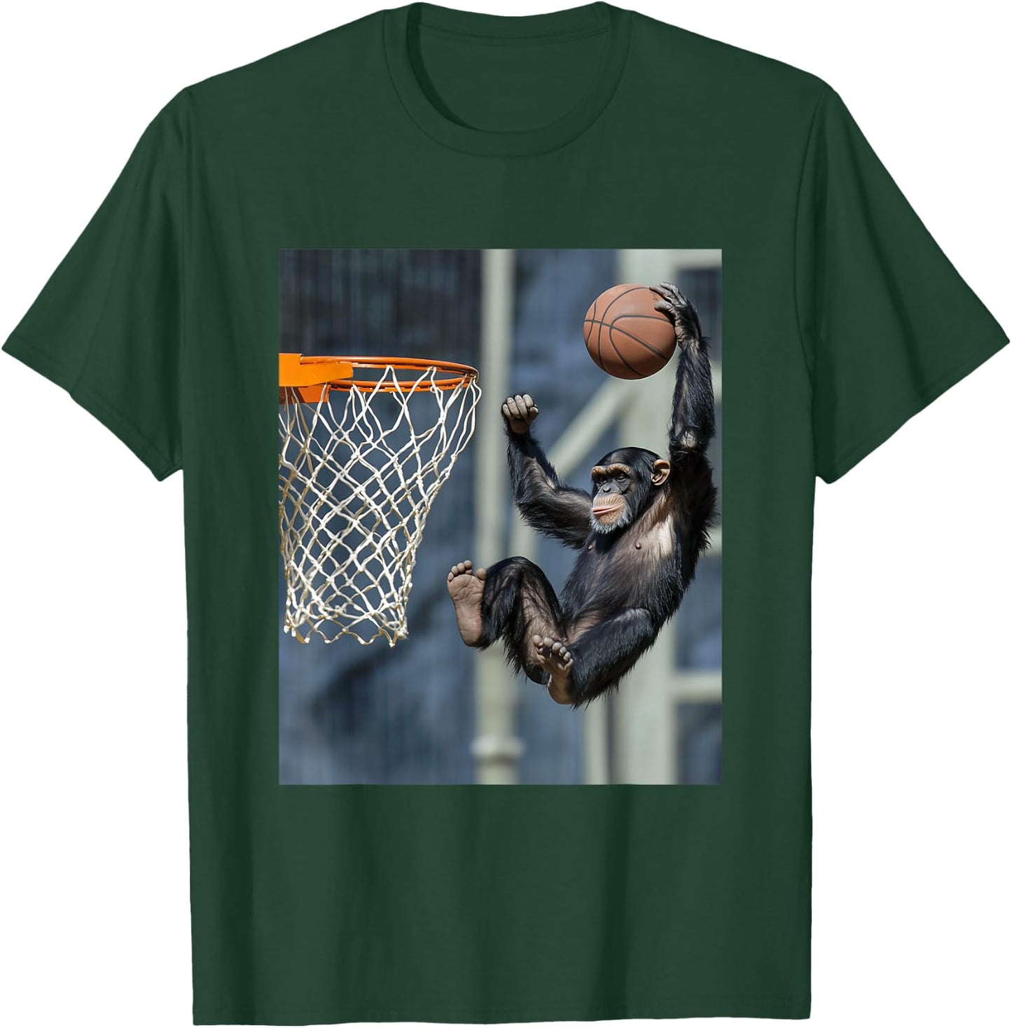 Chimpanzee Basketball Monkey Funny Graphic T-Shirt - T-Shirt | Forest