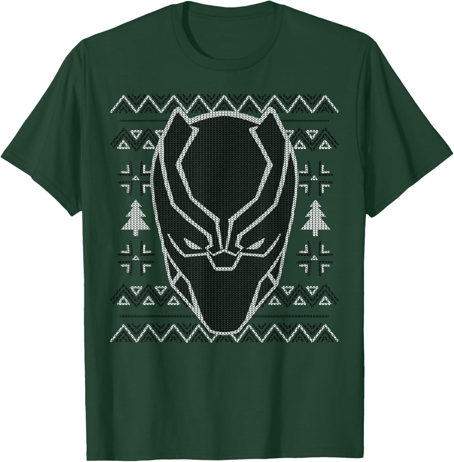 Marvel Black Panther Mask Ugly Christmas Sweater T-Shirt - T-Shirt | Forest