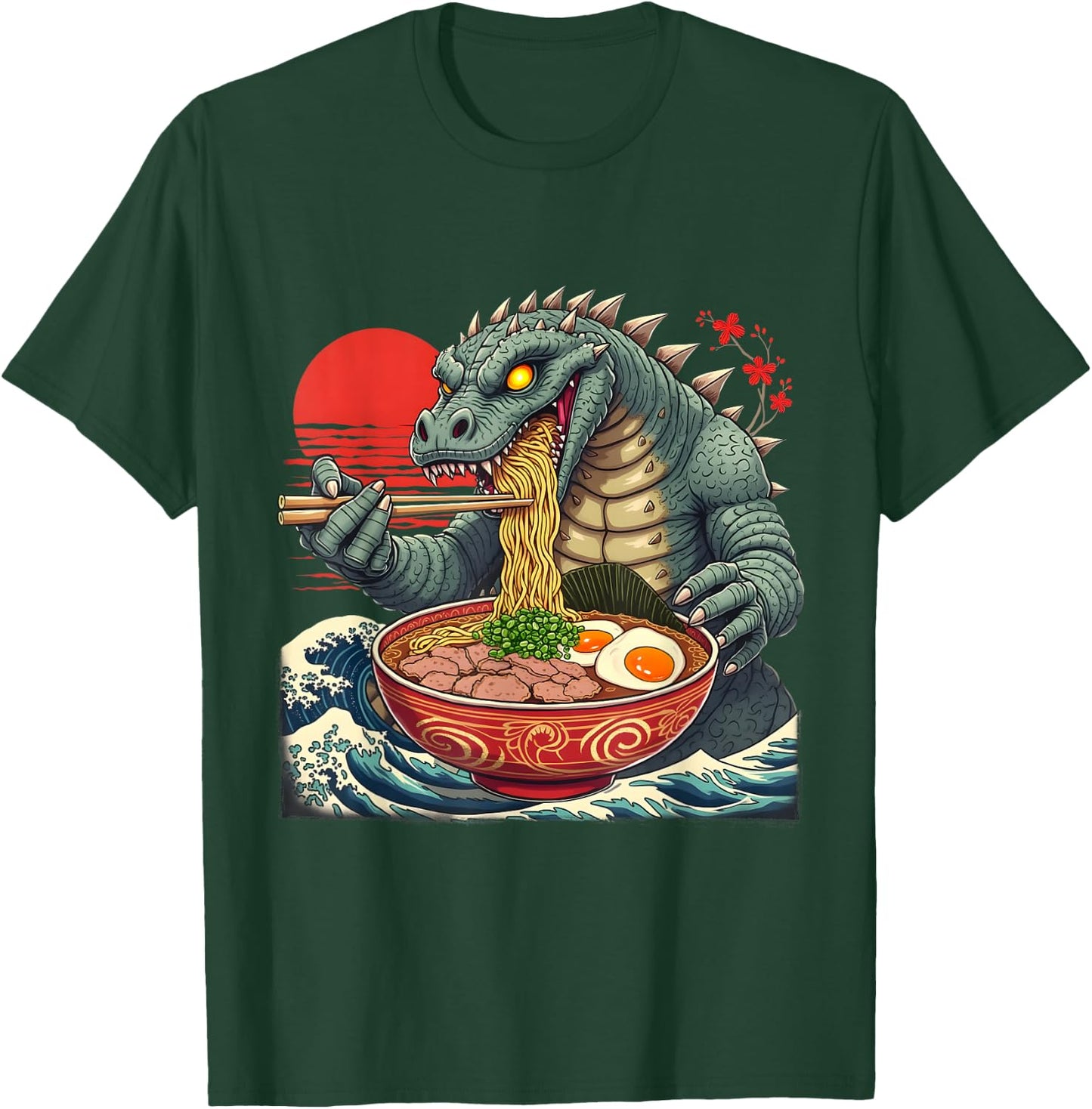 Kaiju Noodles Japanese Ramen Art Design T-Shirt - T-Shirt | Forest
