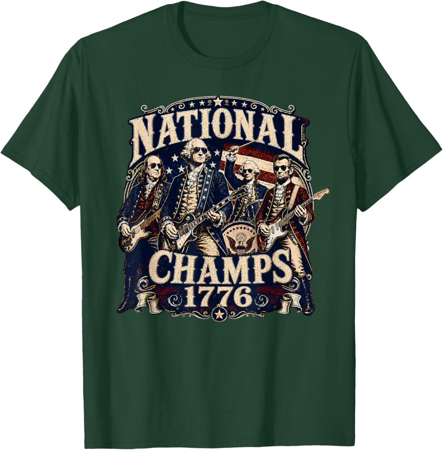 1776 National Champs Presidents USA American 4th of July T-Shirt - T-Shirt | Forest