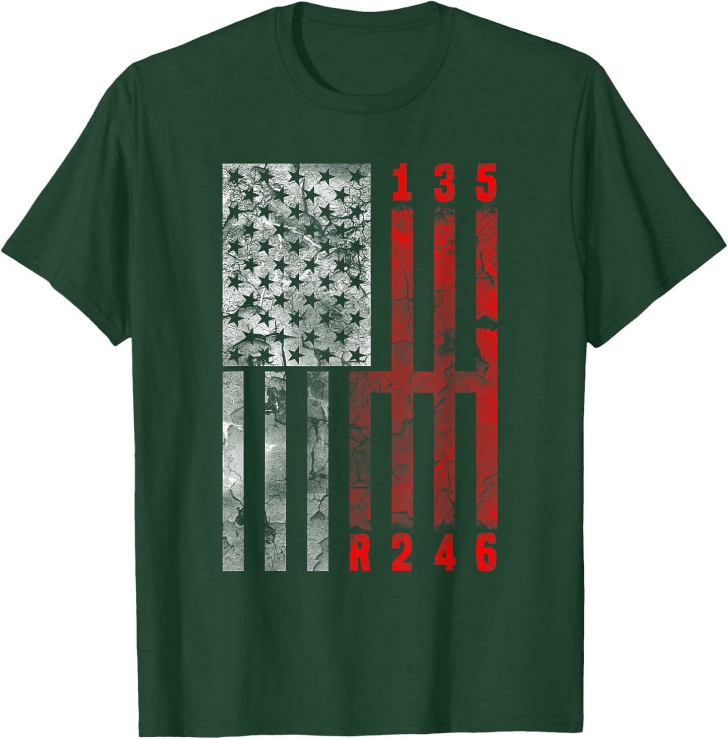 Stick Shift American Flag Muscle Car 6 Gears Mechanic Shirt T-Shirt - T-Shirt | Forest