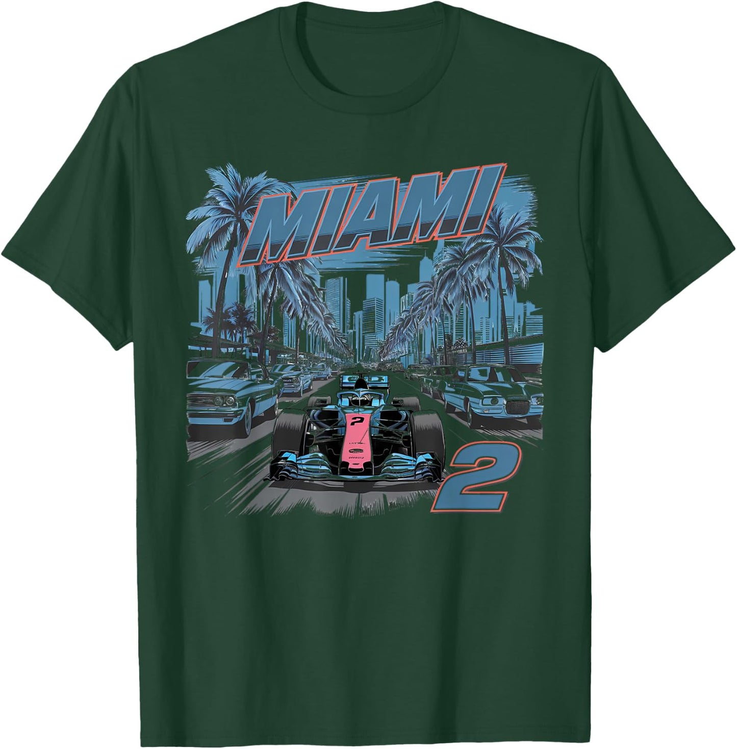 Miami Racing Gifts Men Women Race Car Racer Driver T-Shirt - T-Shirt | Forest