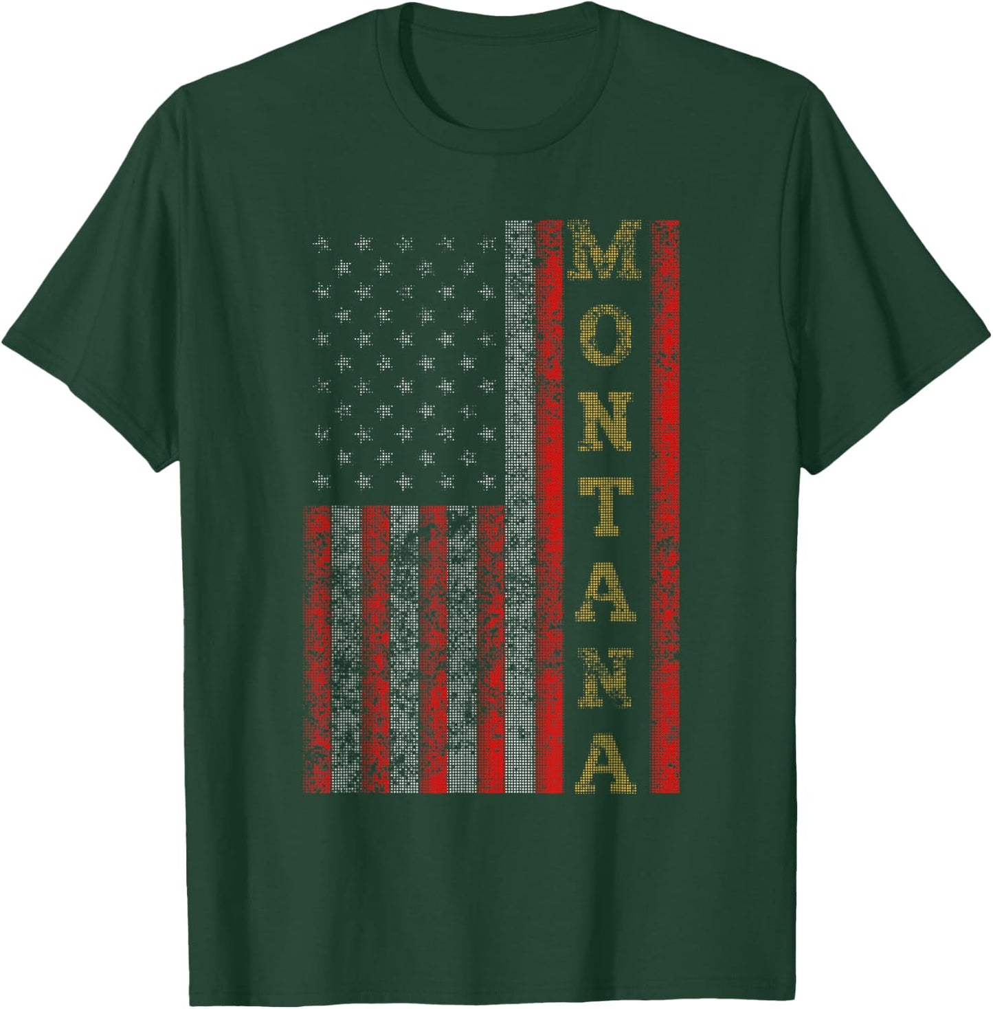 Cool Patriotic Montana USA - US Flag Women Kids Men T-Shirt - T-Shirt | Forest