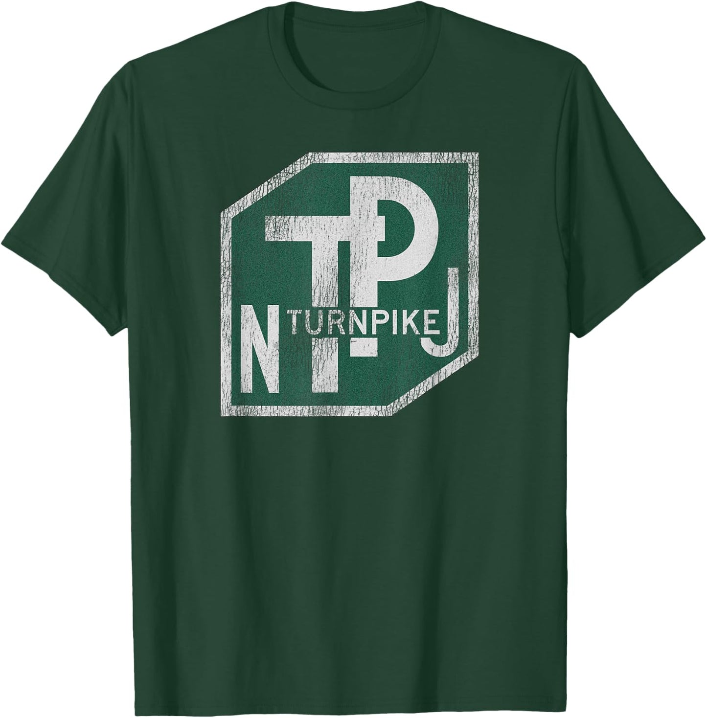 Distressed New Jersey Turnpike State Road Sign T-Shirt - T-Shirt | Forest