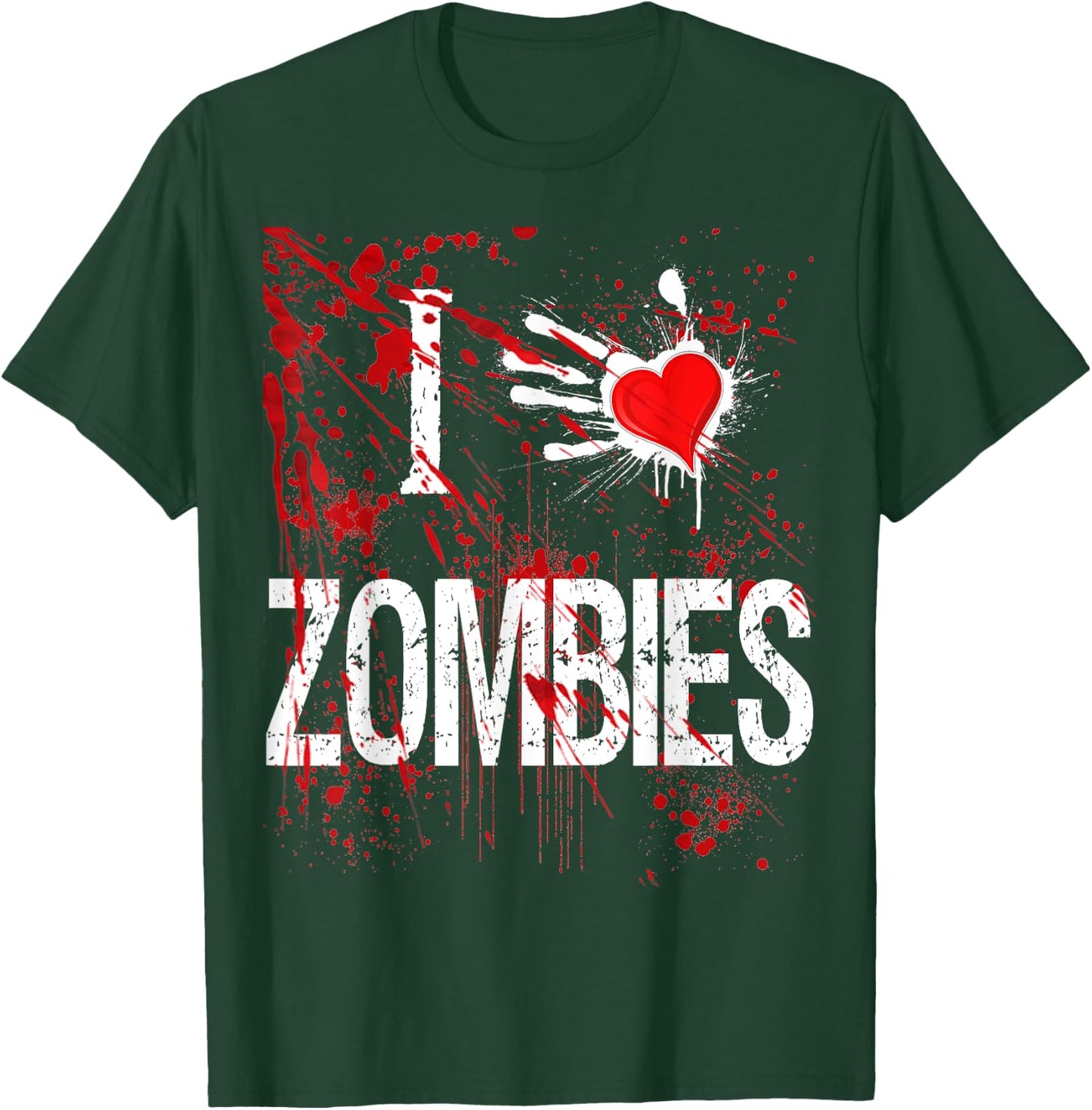 Halloween Custom I Love Zombies Heart Shirt T-Shirt - T-Shirt | Forest