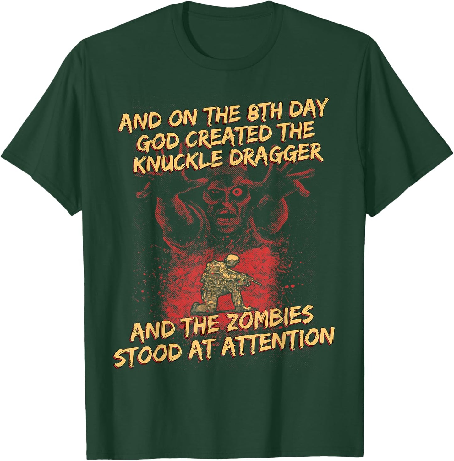 Knuckle Dragger Zombies Halloween Military Gift T-Shirt - T-Shirt | Forest