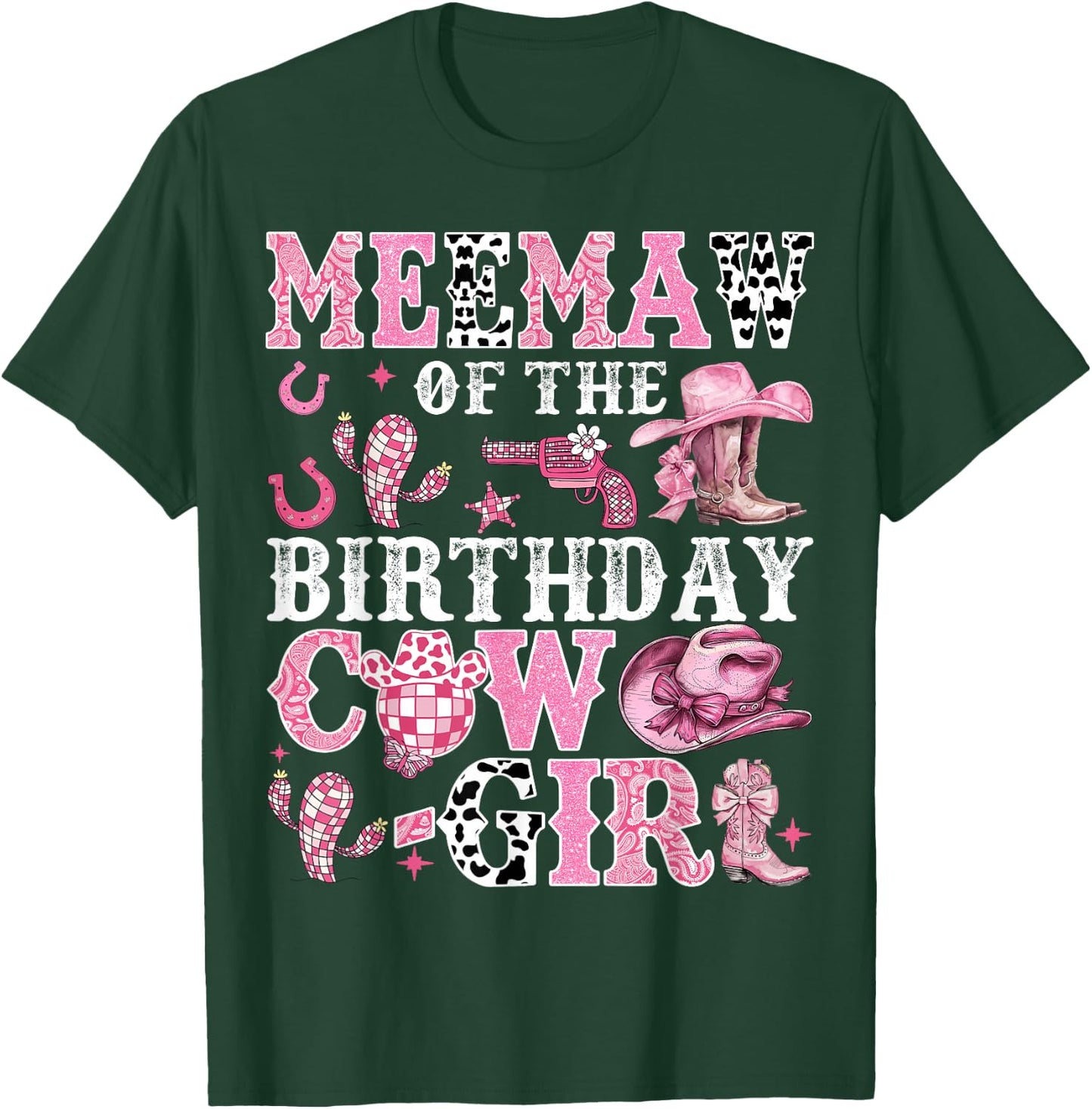 Meemaw Of The Birthday Cow-Girl Rodeo Cow Girl Birthday T-Shirt - T-Shirt | Forest